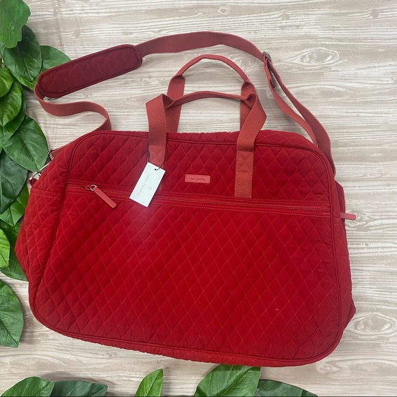 Vera Bradley Bags Vera Bradley Grand Traveler Duffle Bag Tote Solid Red Pattern Nwt Poshmark